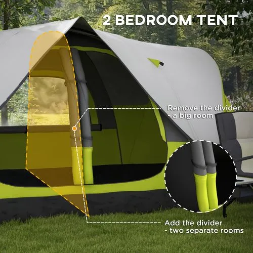 2-Room Camping Tent - Waterproof Rainfly & Screen Panels