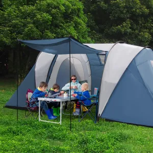 2 Room Family Camping Tent with Porch, Weatherproof Camping Shelter with Rainfly, 2-4 Person Easy Set Up Dome Tent for Outdoor, Picnic, Hiking