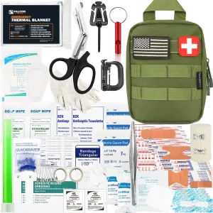 200 Pieces First Aid Kit IFAK Survival Kit Molle System Compatible Pouch, Emergency Kit Gift for Men, Dad, Husband, for Outdoor, Camping, Hunting, Hiking, Home, Earthquake, Disasters