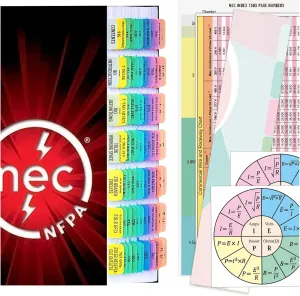 2020 NEC Tabs, NFPA 70 National Electrical Code 2020 Tabs with Wire Chart / 2 Ohm's Law Stickers and Dot Stickers for Marking Point (Book Not Included)