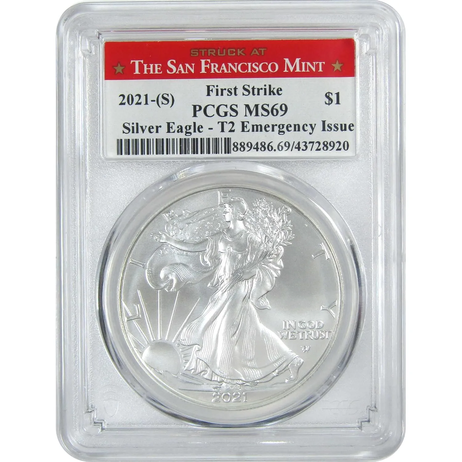 2021 (S) Type 2 American Silver Eagle MS 69 PCGS First Strike
