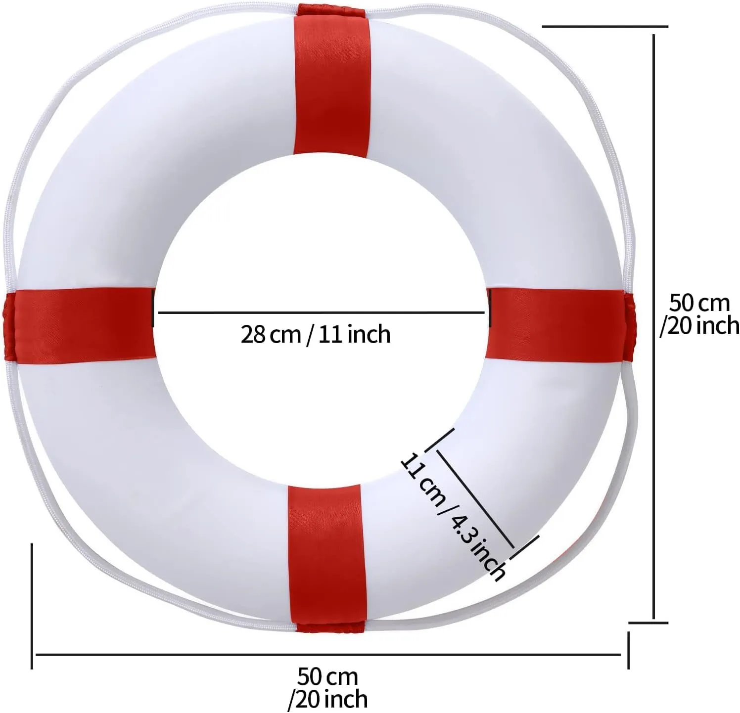 20Inch Throwable Lifebuoy Ring with 98.4FT Floating Rescue Rope - Emergency Flotation Device for Boating, Pool & Outdoor Water Safety, Heavy-Duty Foam Buoy & Perimeter Line Lifeguard Kit