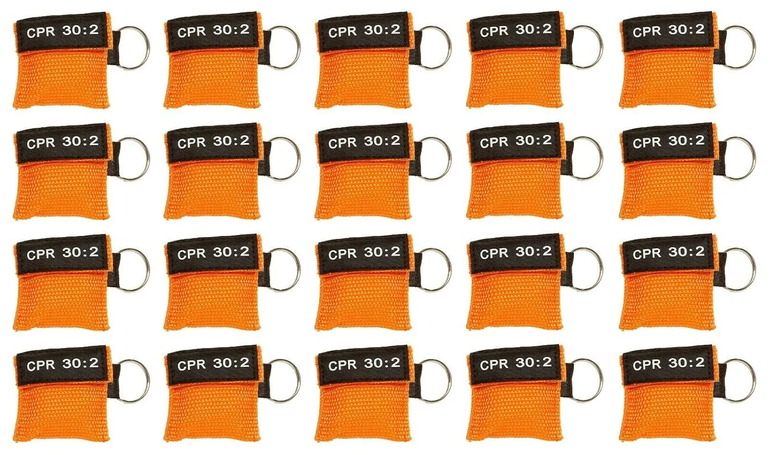 20pc CPR Mask Keychain Emergency Kit CPR Face Shields for First Aid AED Training Child and Adult CPR Breathing Barrier (Orange)