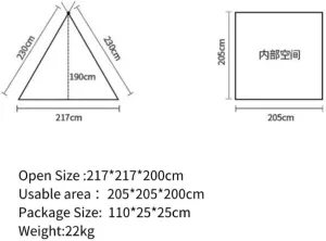 217x217cm Single Layer Four-Season Scout Tent 2-3 Person 285g Cotton PU3000mm Waterproof