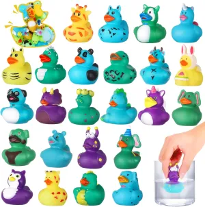 24 Pack Color Changing No Hole Rubber Ducks, Color Change Baby Bath Toys Without Holes for Toddlers Kids Ages 4-8, Floating Toys Gift for Bath