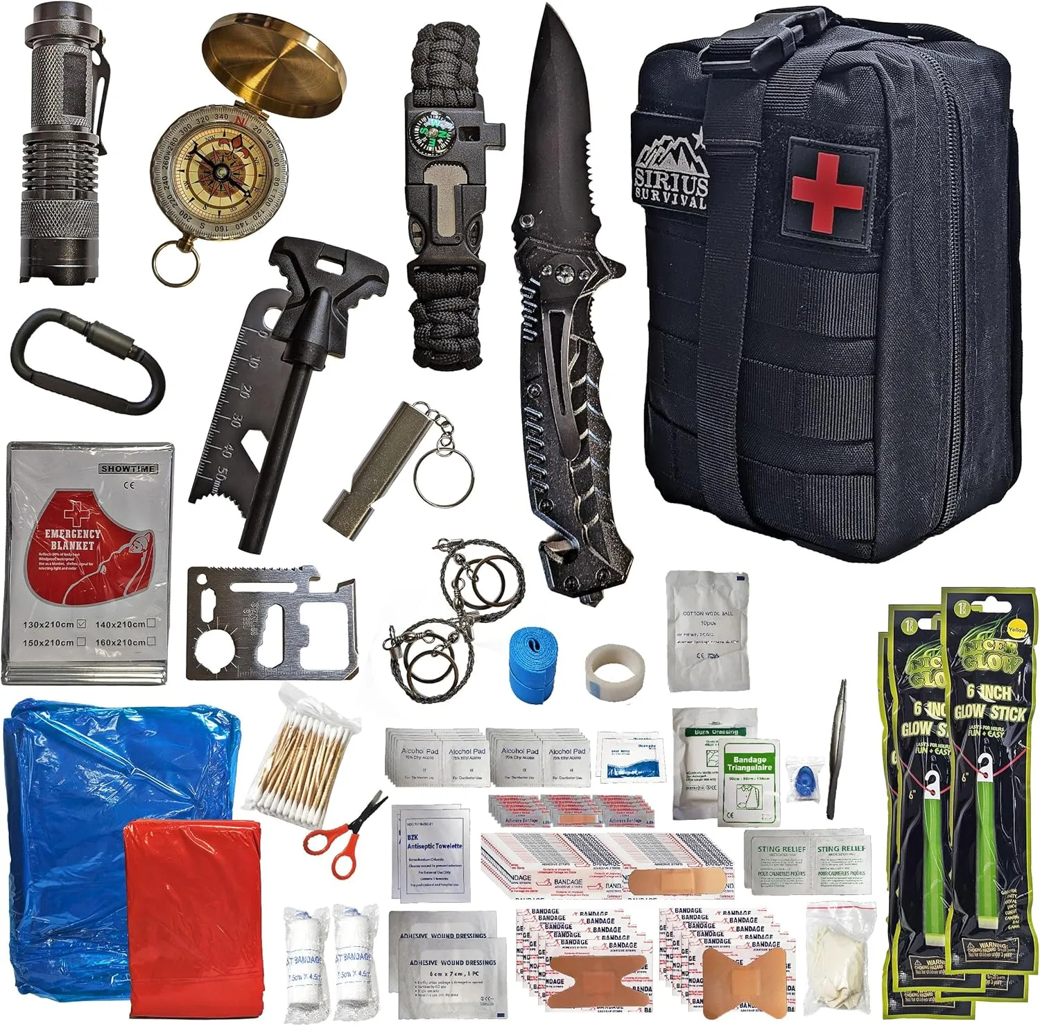 250-Piece Premium MOLLE Survival Kit – Tactical Gear & First Aid for Camping, Hiking, Fishing, and Hunting – Great Christmas & Birthday Gifts for Men, Husband, Dad, Boyfriend
