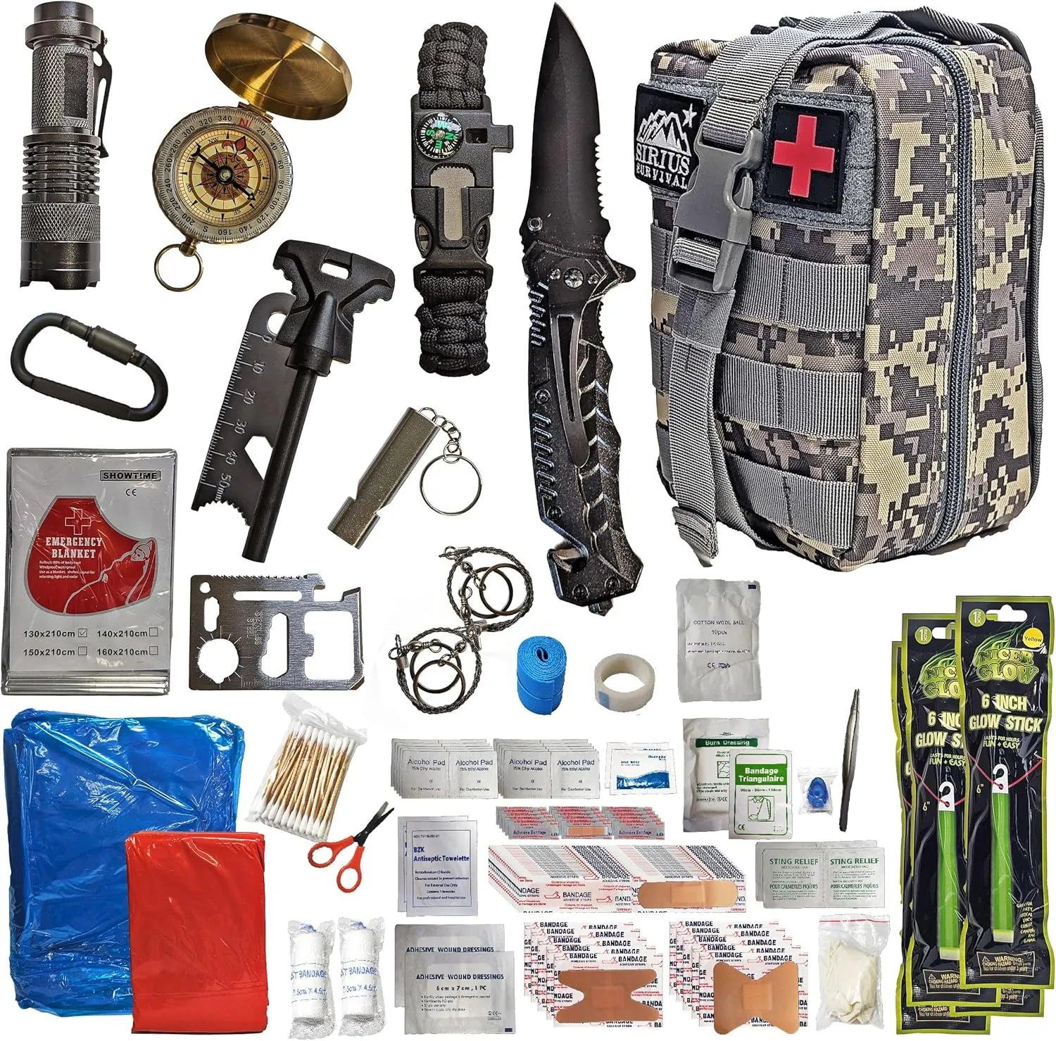 250-Piece Premium MOLLE Survival Kit – Tactical Gear & First Aid for Camping, Hiking, Fishing, and Hunting – Great Christmas & Birthday Gifts for Men, Husband, Dad, Boyfriend