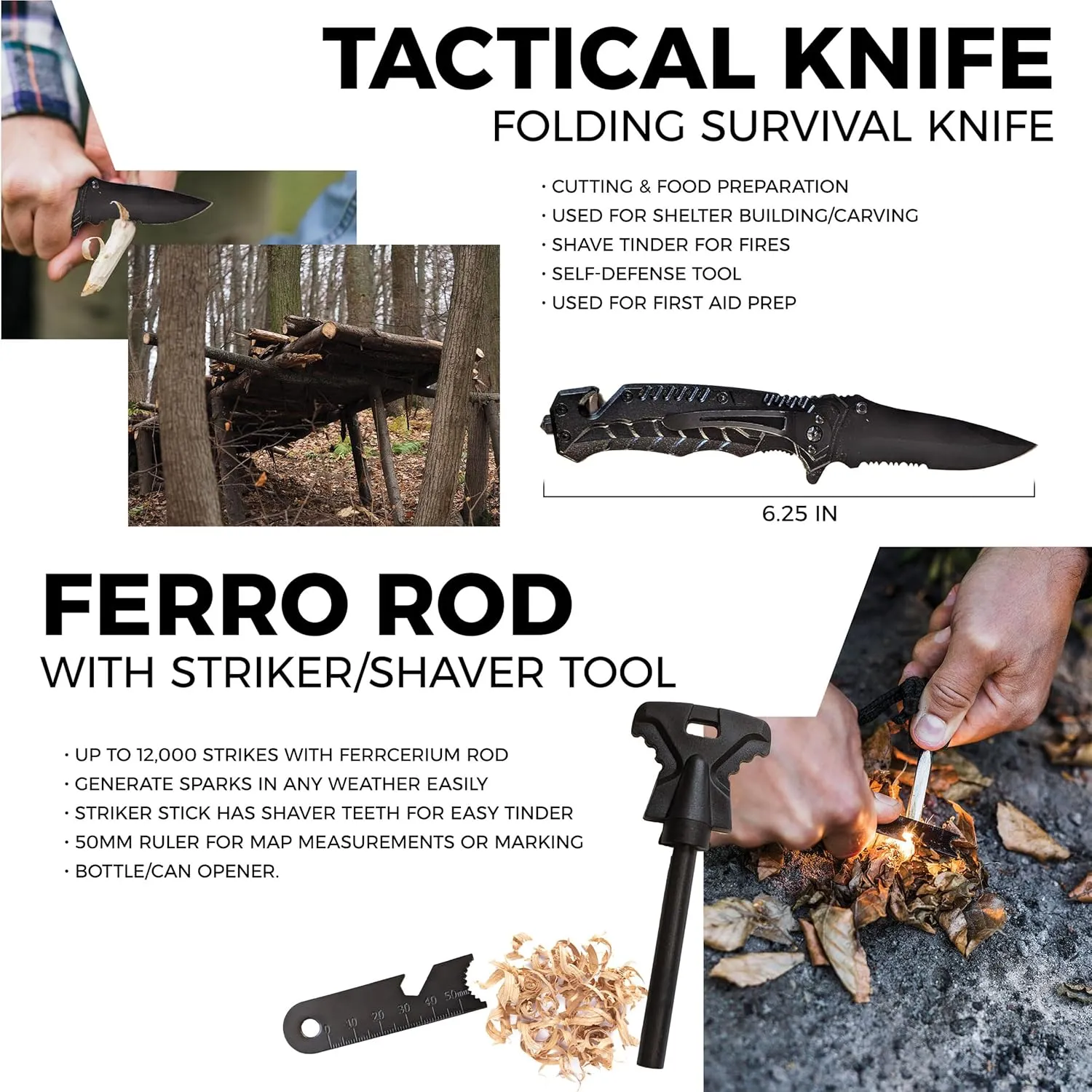 250-Piece Premium MOLLE Survival Kit – Tactical Gear & First Aid for Camping, Hiking, Fishing, and Hunting – Great Christmas & Birthday Gifts for Men, Husband, Dad, Boyfriend