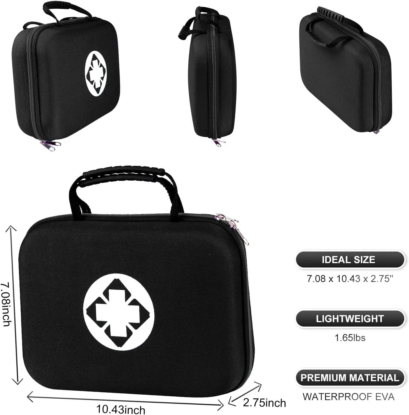 299Pcs Car First Aid Kit for Home Camping Travel Essentials First Aid Black Bag Emegency Supplies Items for Hiking