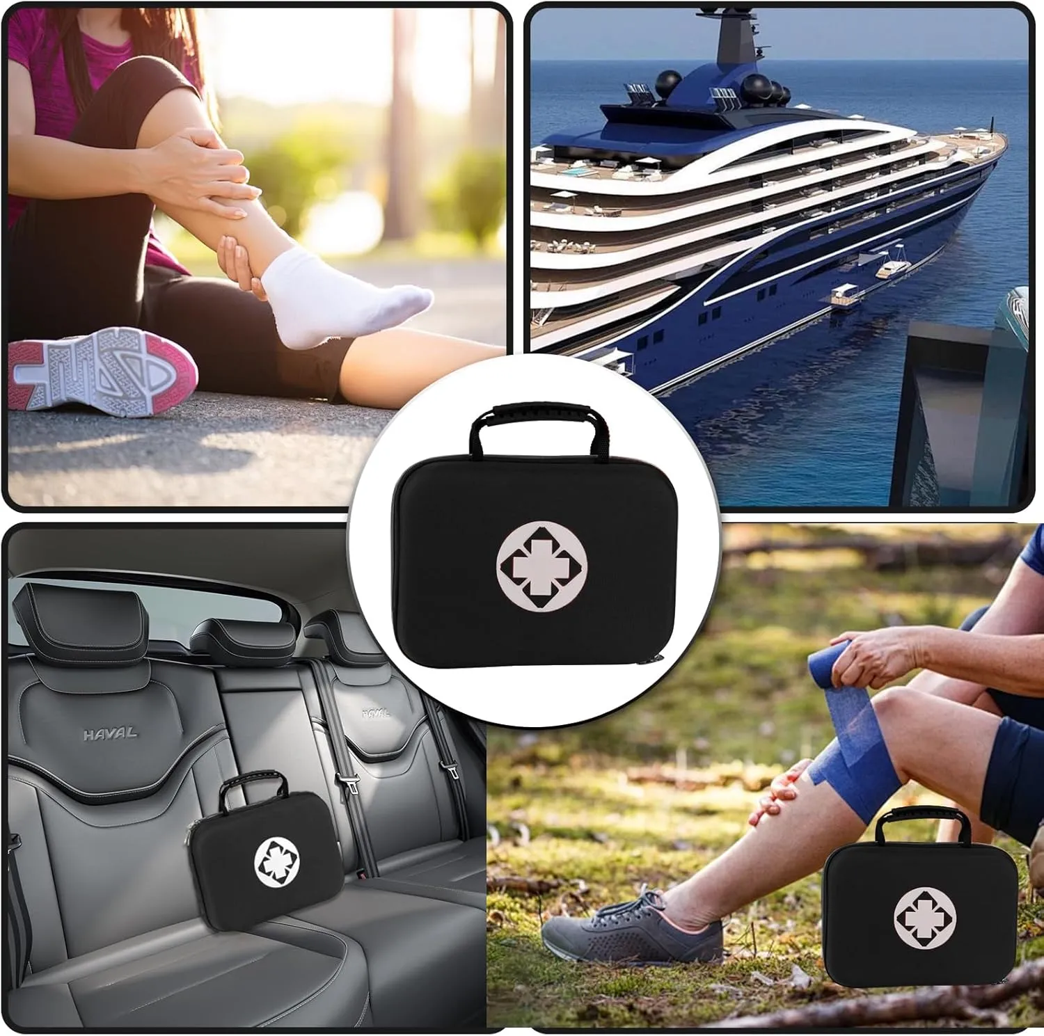 299Pcs Car First Aid Kit for Home Camping Travel Essentials First Aid Black Bag Emegency Supplies Items for Hiking