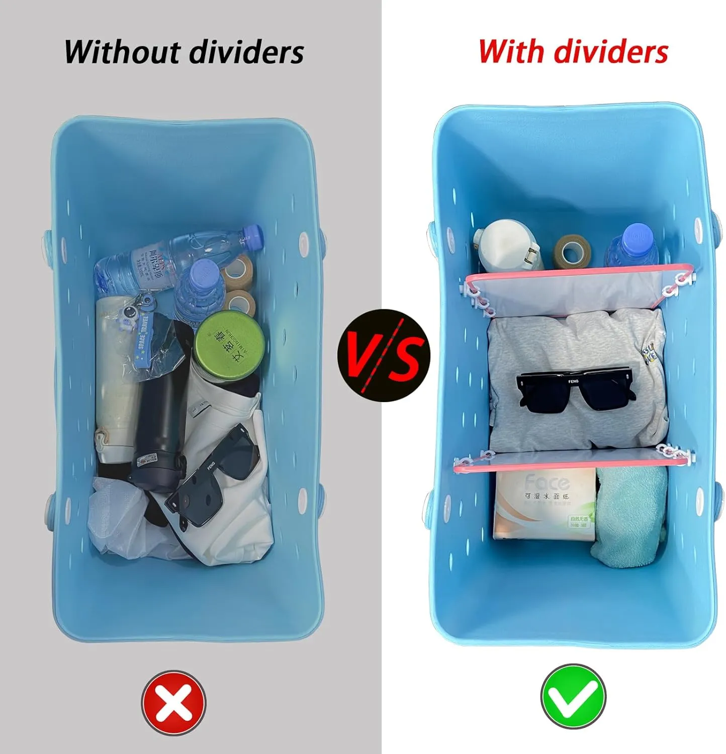 2pcs Bogg Bag Divider Tray X Large - Compatible Bogg Bag Organizer Insert - Black White