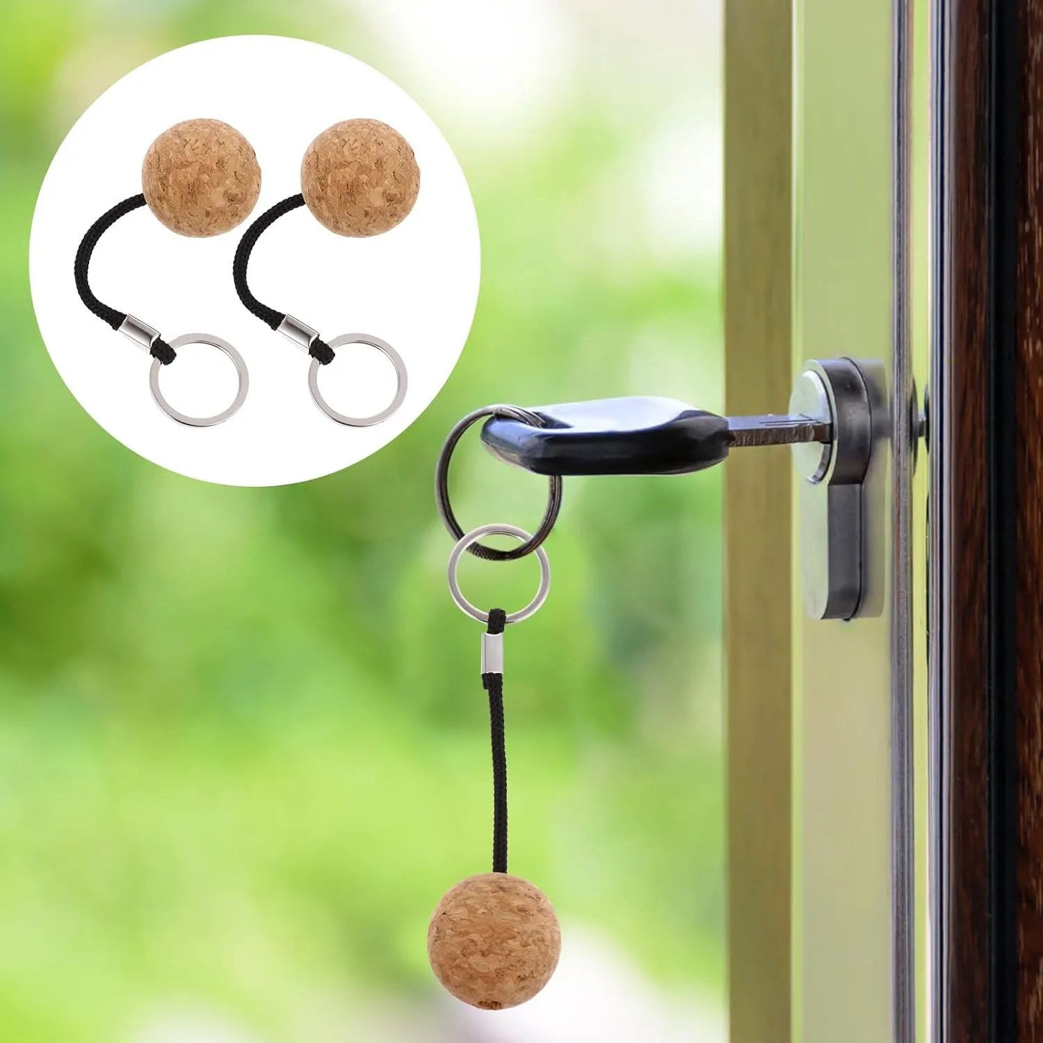 2pcs Cork Float Circle Key Ring Keychain for Keys Fishing Keychain Foam Floating Keychain Boating