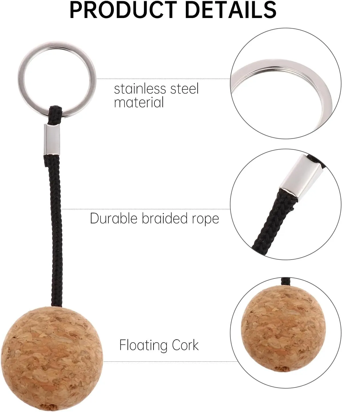 2pcs Cork Float Circle Key Ring Keychain for Keys Fishing Keychain Foam Floating Keychain Boating