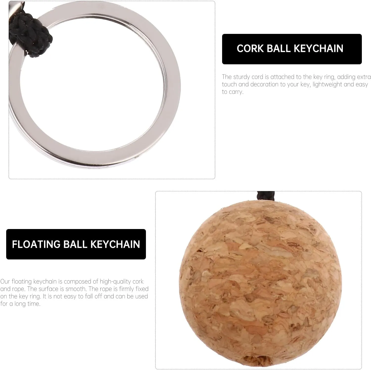 2pcs Cork Float Circle Key Ring Keychain for Keys Fishing Keychain Foam Floating Keychain Boating