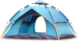 3-4 Person Automatic Family Camping Tent, 2-in-1 Waterproof, Breathable, Foldable Outdoor Tent for Hiking, Beach Backpacking