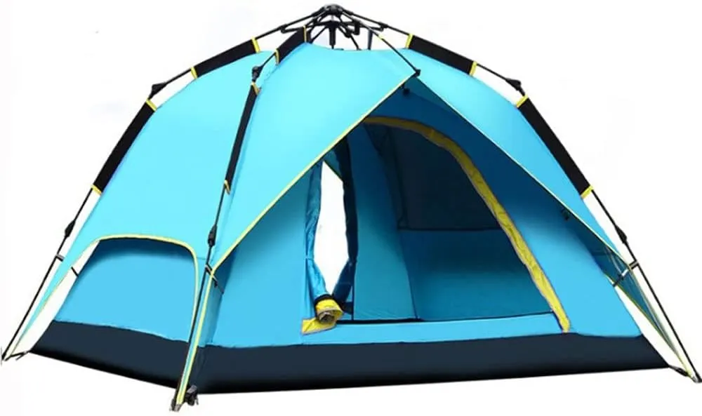 3-4 Person Family Camping Tent Automatic Instant Pop Up Waterproof PU3000mm 210D Oxford Material Family-Sized Groups Camp Beach Tents (Blue)