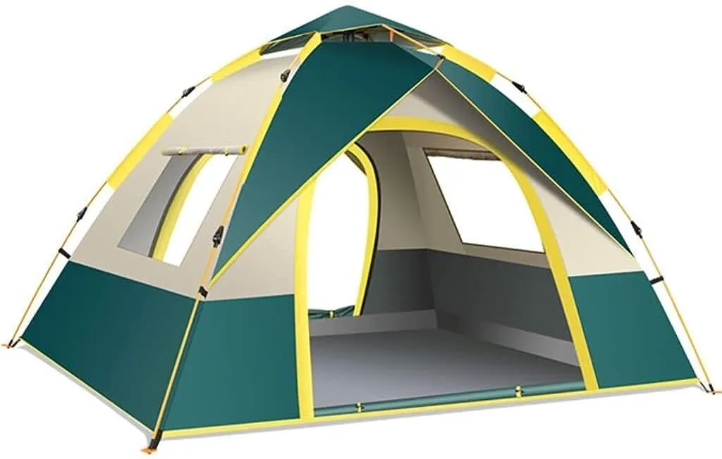 3-4 Person Pop Up Camping Tent, Automatic Instant Setup, Waterproof Lightweight Dome Tent with 2 Doors & 2 Windows for Family, 4 Season Use, Easy Setup