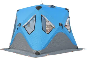 3-4 Person Portable Pop-Up Ice Fishing Shelter with 2 Doors and 4 Windows Waterproof Windproof Winter Fishing Tent W/Carrier Bag