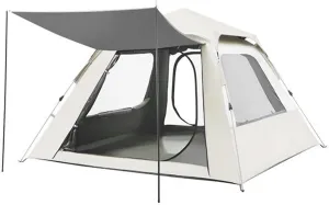 3-5 Person Camping Tent with Foyer, Pop Up Fast Pitch Tent Grea, Waterproof Windproof for Outdoor Picnic Hiking Glamping(White (Silver Coated),5-8 People Tent)