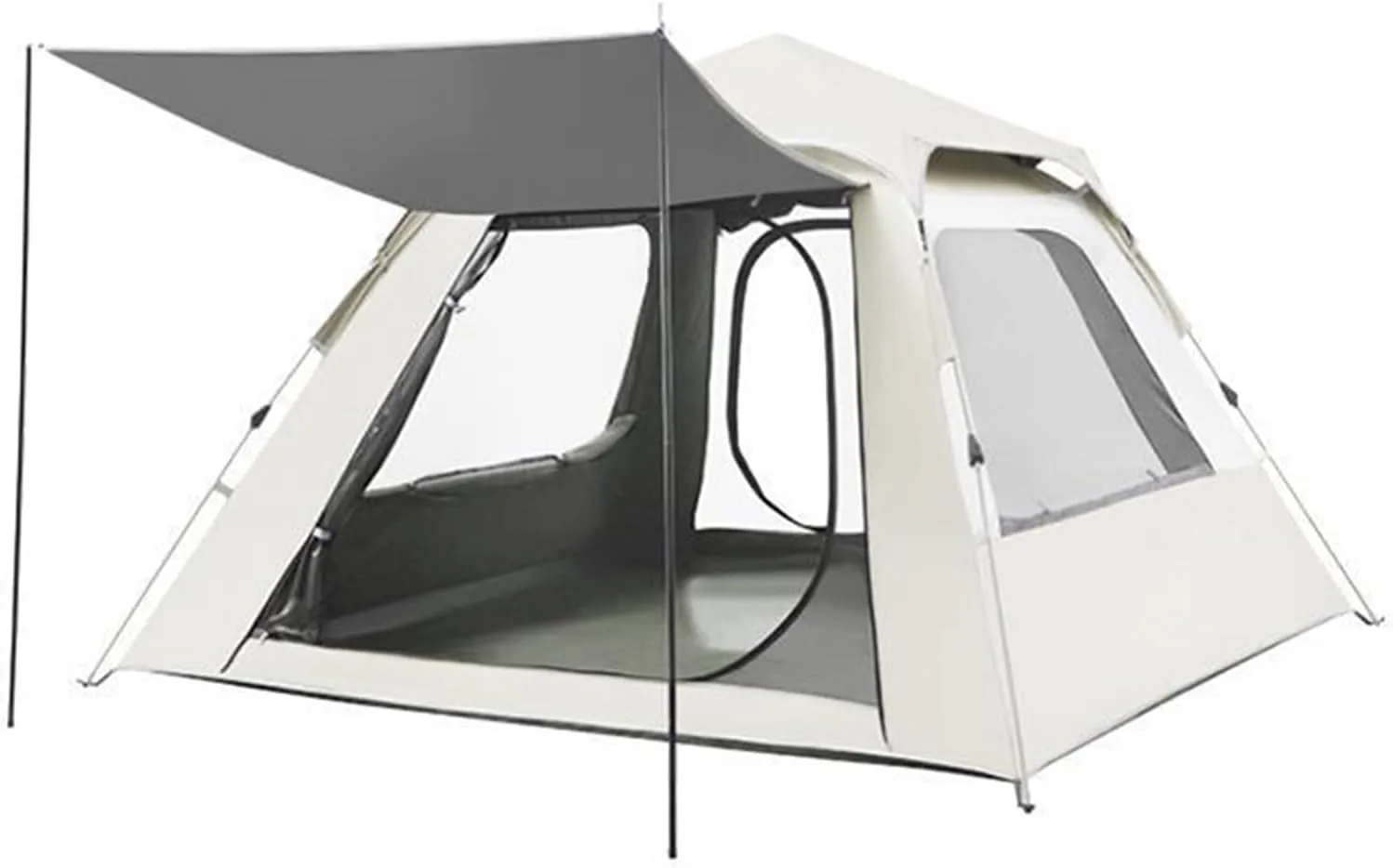 3-5 Person Camping Tent with Foyer, Pop Up Fast Pitch Tent Grea, Waterproof Windproof for Outdoor Picnic Hiking Glamping(White (Silver Coated),5-8 People Tent)