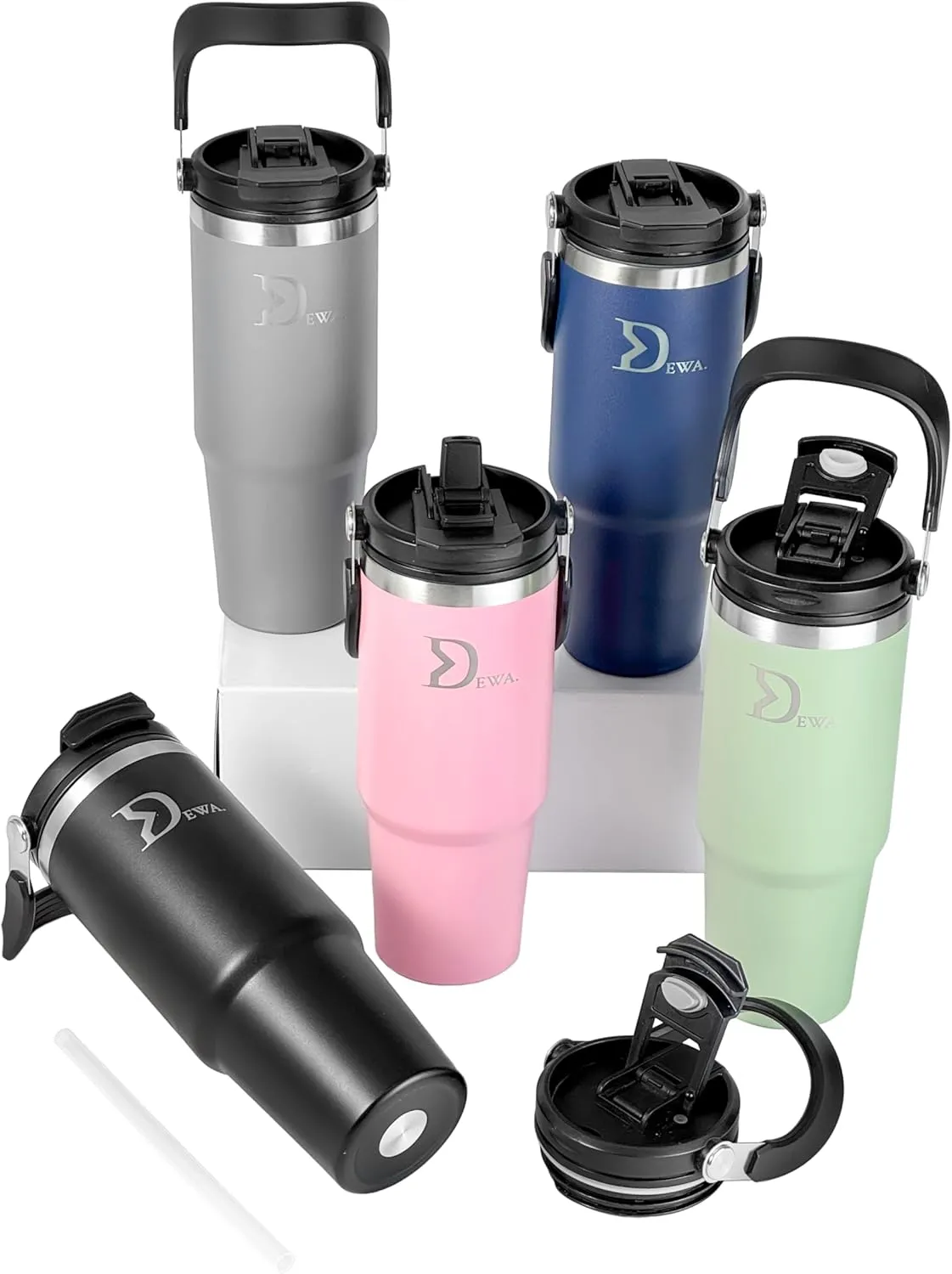 30 oz Insulated Stainless Steel Water Bottle with Handle & Flip Straw | Travel Tumbler for Gym, Hiking, Work | Vacuum Reusable Cup Keeps Cold 24H, Hot 12H