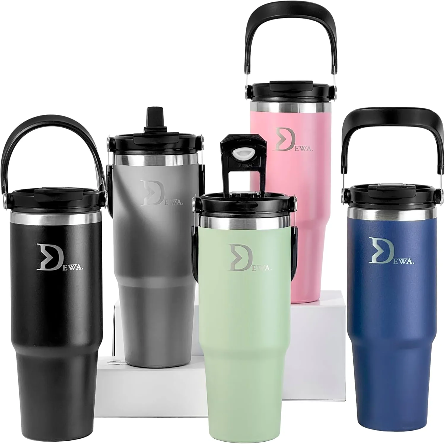 30 oz Insulated Stainless Steel Water Bottle with Handle & Flip Straw | Travel Tumbler for Gym, Hiking, Work | Vacuum Reusable Cup Keeps Cold 24H, Hot 12H