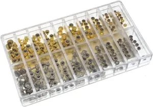 300pcs Dome Watch Crown and Stem Replacement Kit with Organizer Assorted for Watches for Watchmakers and Repair Enthusiasts