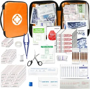 300Piece Portable First Aid Kit Refill Supplies for Car Mini Caming Emergency First Aid Kits Hiking Survival Essential for Outdoor Adventure Emergency Case, Orange 1st Aid