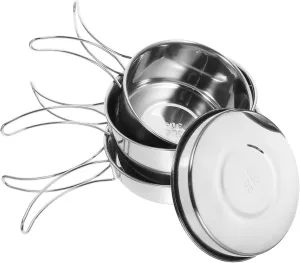 304 Stainless Steel Camping Cookware Set Pot Cup Soup Pot for Outdoor Camping Gear
