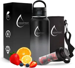 32oz Stainless Steel Fruit Infuser Water Bottle – BPA-Free, Leak-Proof, Easy to Clean, Reusable Sports Bottle for Gym, Travel & Outdoor Use (Black, Ocean Blue, Flamingo Pink)