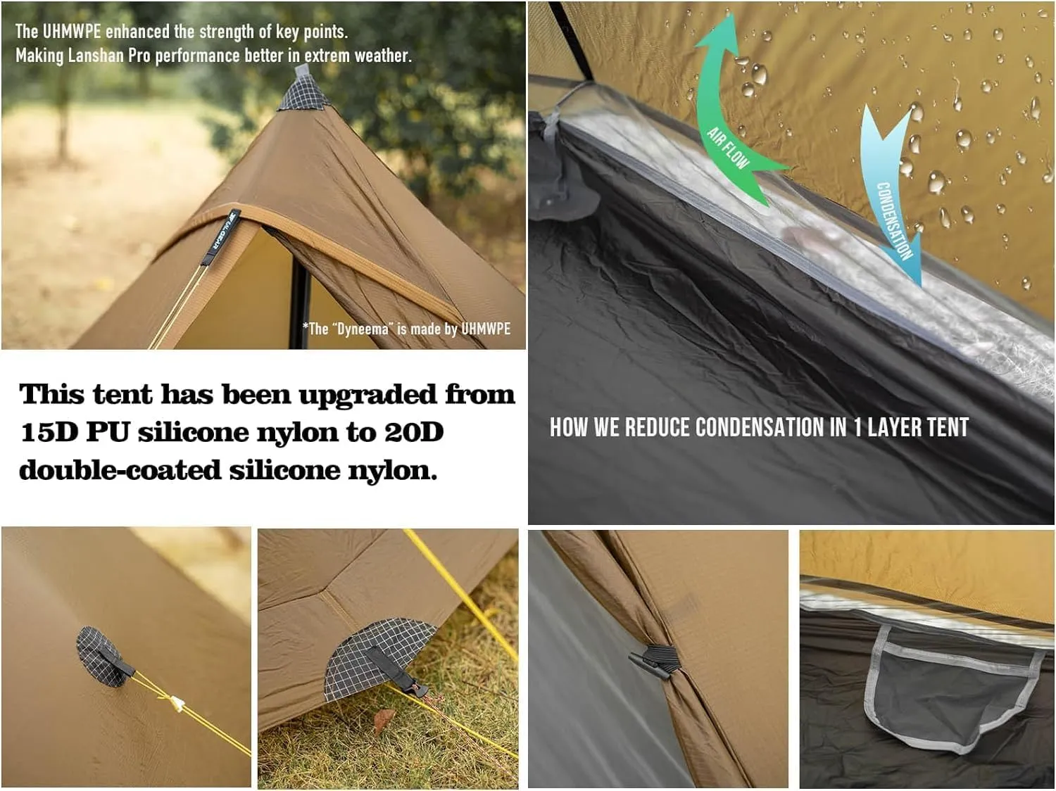 3F UL Gear Lanshan PRO Lanshan Ultralight Tent 3-Season Backpacking Tent for 1-Person or 2-Person, Waterproof Professional Tents for Camping, Trekking, Kayaking, Climbing
