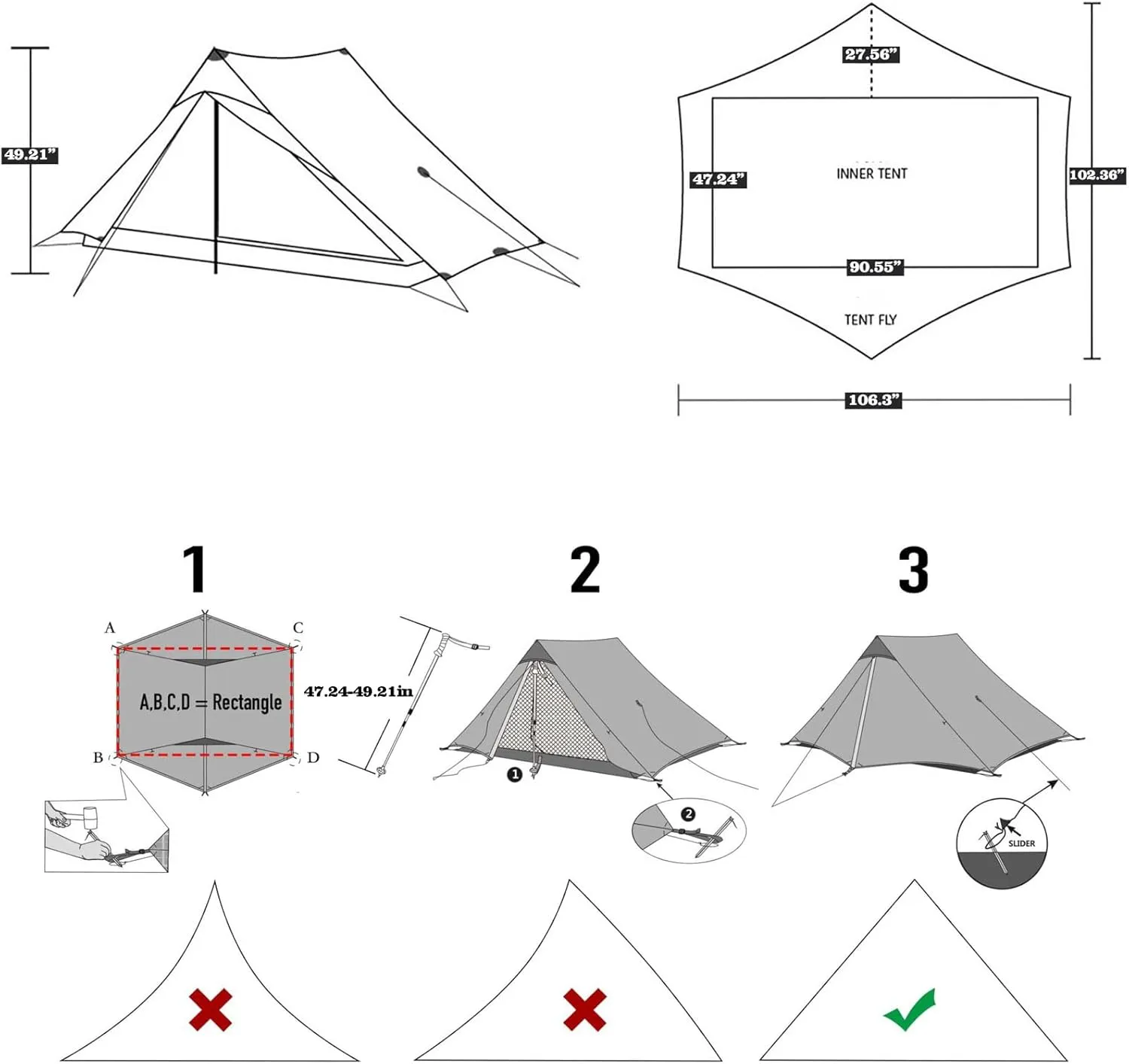 3F UL Gear Lanshan PRO Lanshan Ultralight Tent 4 Season Backpacking Tent for 2 Person, Waterproof Professional Tents for Camping, Trekking, Kayaking, Climbing, Hiking