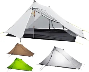 3F UL Gear LanShan pro Tent, 1 Person / 2 Person Outdoor Ultralight Camping Tent, 3-Season or 4-Season Professional Backpacking Ten, for Camping, Hiking, Trekking (Gray-2 Person, 4 Season)