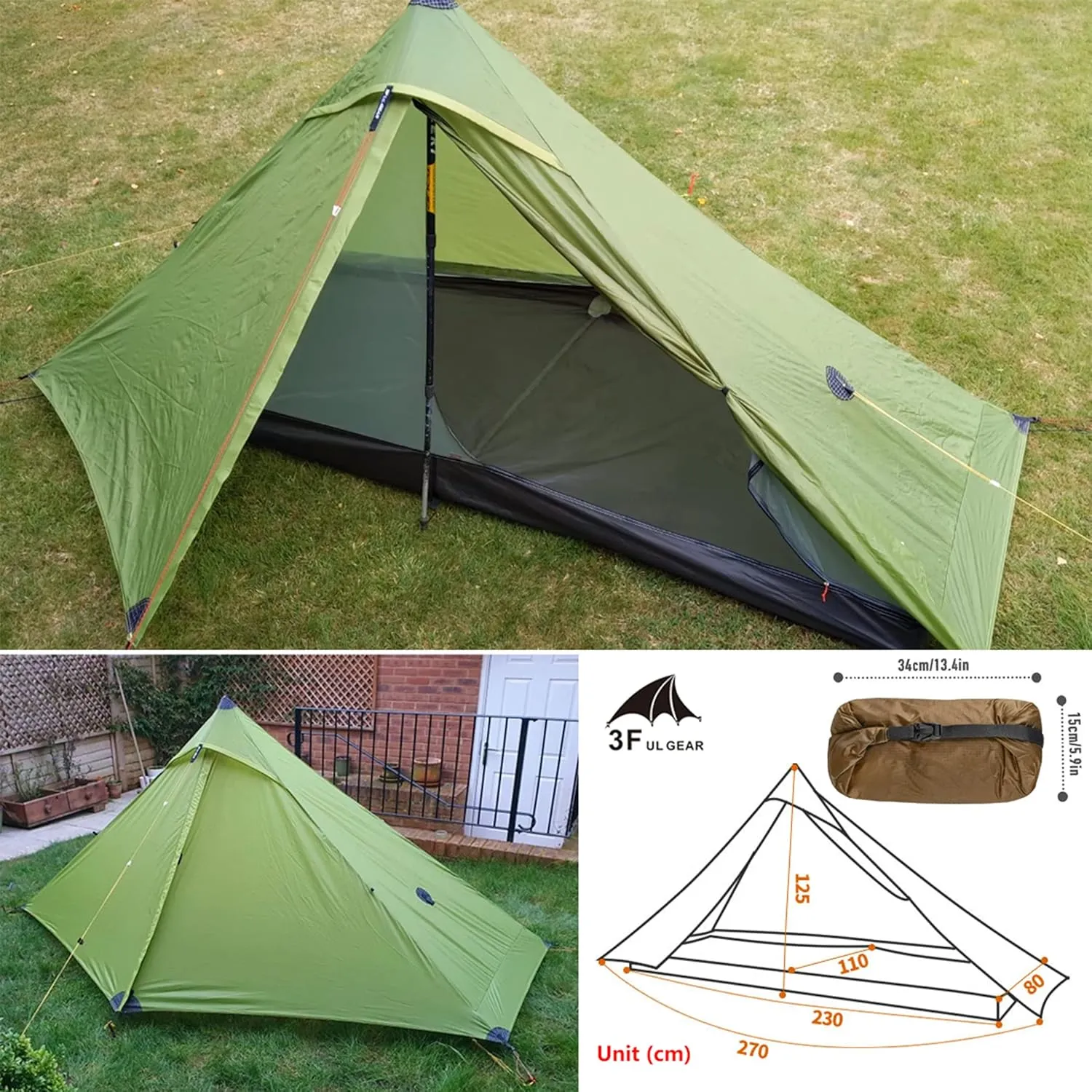 3F UL Gear Lanshan Pro Ultralight Tent 3-Season Camping Tent, Ideal for Camping in The Garden,Outdoor Lightweight Camping Shelter and Hiking Tent