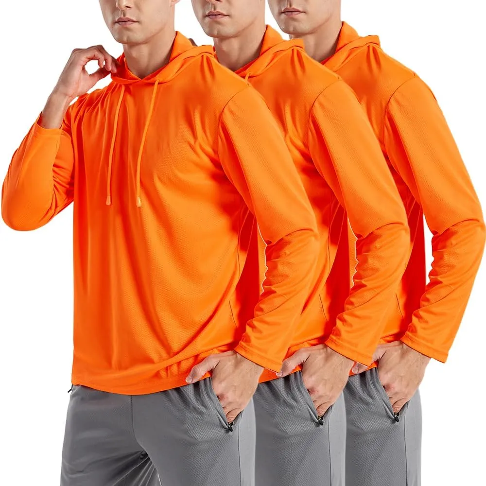 3PC or 6PC Men’s UPF 50  Sun Protection Lightweight Long Sleeve Hoodie, Quick-Dry SPF UV Shirt for Outdoor Active Wear
