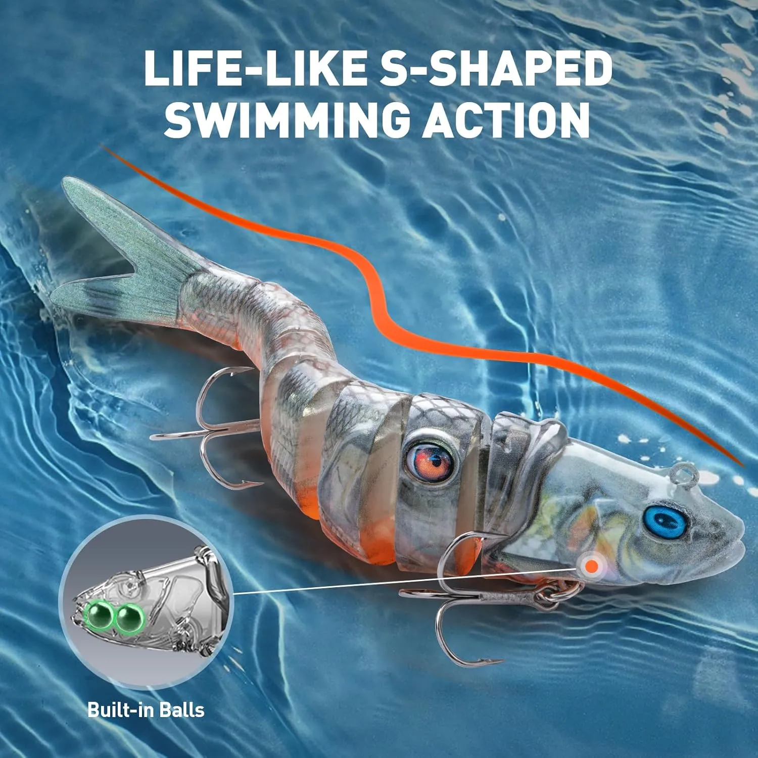 3PCS Lifelike Multi-Jointed Swimbait, Bass Fishing Lure for Freshwater and Saltwater, Slow Sinking, Mustad Hook, Angler's Gift, for Pike Largemouth Bass, 1/2oz, 3/4oz and 1 1/4oz