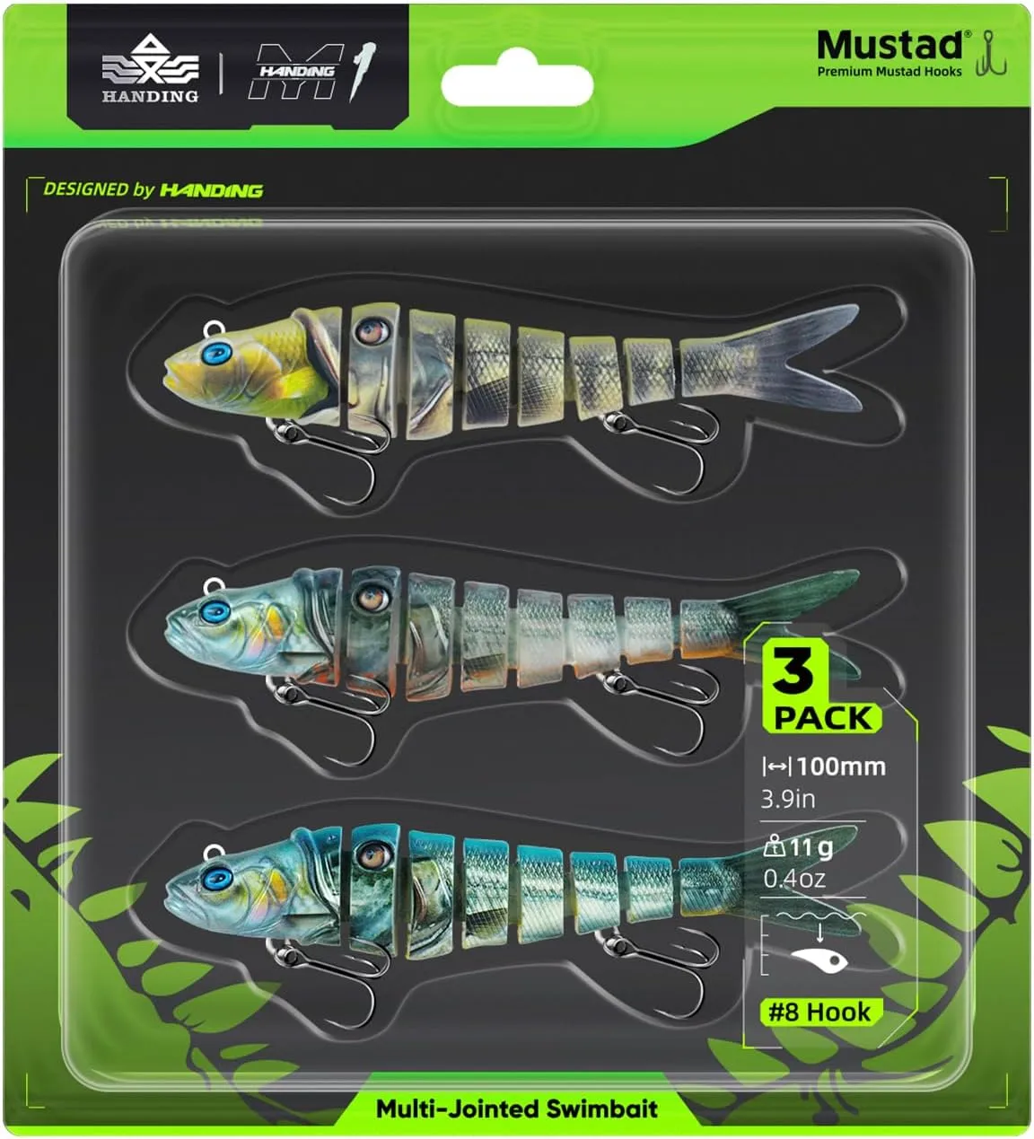 3PCS Lifelike Multi-Jointed Swimbait, Bass Fishing Lure for Freshwater and Saltwater, Slow Sinking, Mustad Hook, Angler's Gift, for Pike Largemouth Bass, 1/2oz, 3/4oz and 1 1/4oz