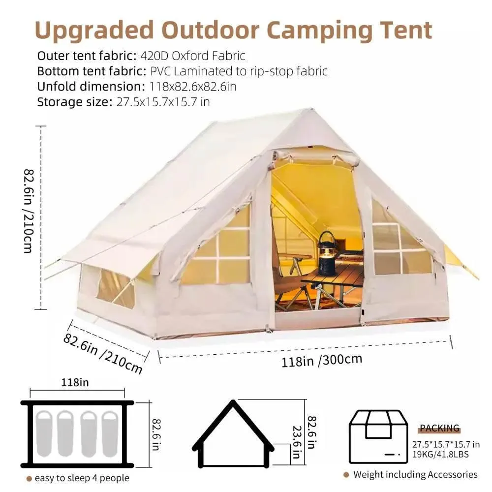 4-6 People Inflatable Tent Easy Set-Up for Camping