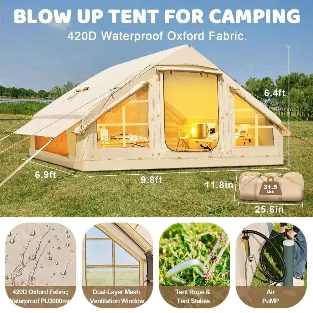 4-6 People Inflatable Tent Easy Set-Up for Camping