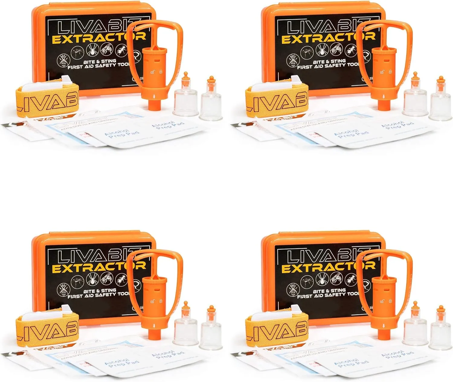 4-Pack First Aid Safety Tool F.A.S.T. Kit Emergency Venom Extractor Snake Bite and Sting Suction Pump for Hiking, Camping, Backpacking, Insect Sting & Snake Bite Treatment