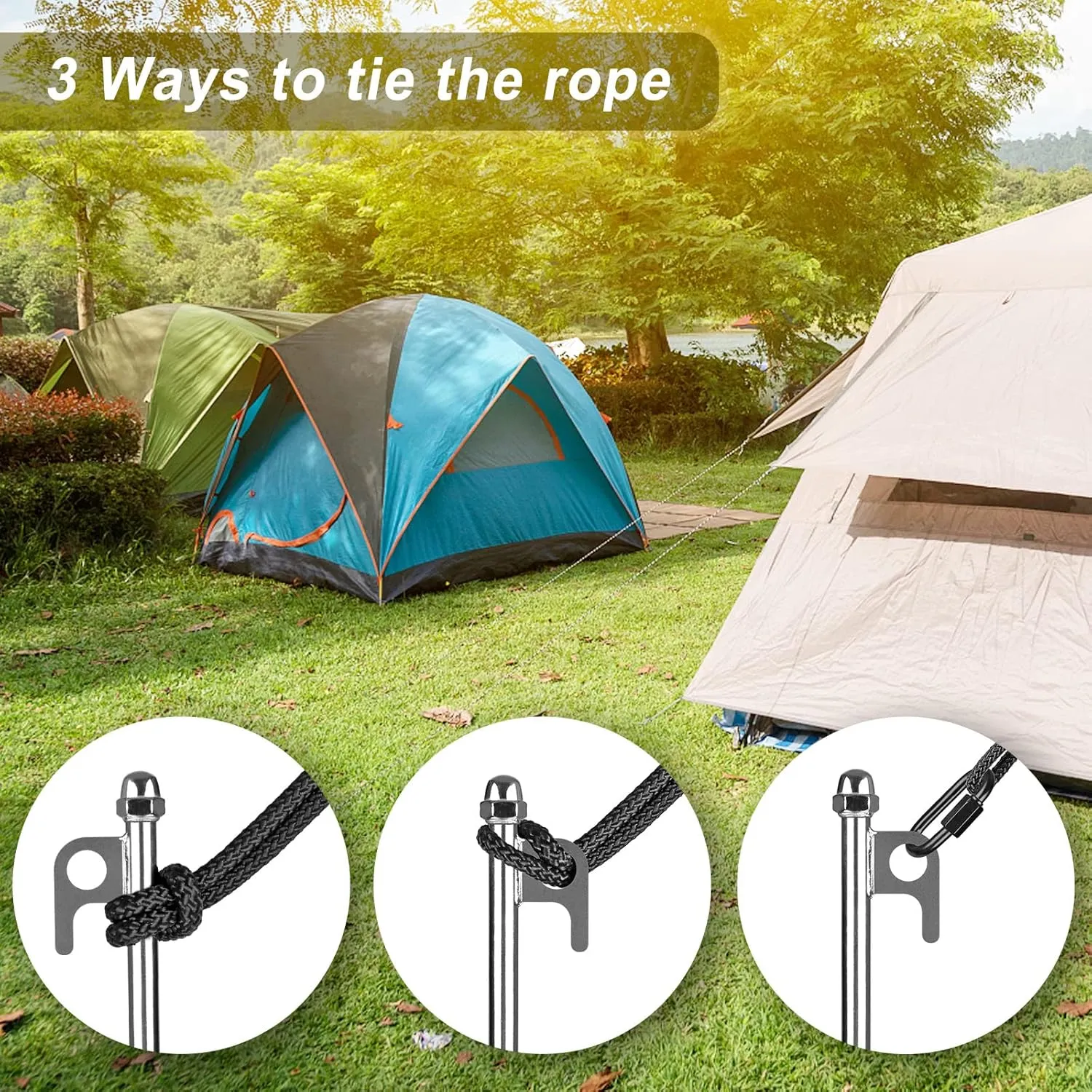 4 Pack Tent Stakes, 12 Inch Heavy Duty Ground Anchors, Fully Welded Spiral Earth Anchors for Camping Tents, Trampolines, Sheds, Swing Sets, Securing Animals