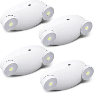 4 Pcs Emergency Lights for Business, with Battery Backup 2 Adjustable LED Head Ac 120/277v Commercial Emergency Lighting Fixture, Ul Certified, Fire Resistant for Home Outdoor Restaurant