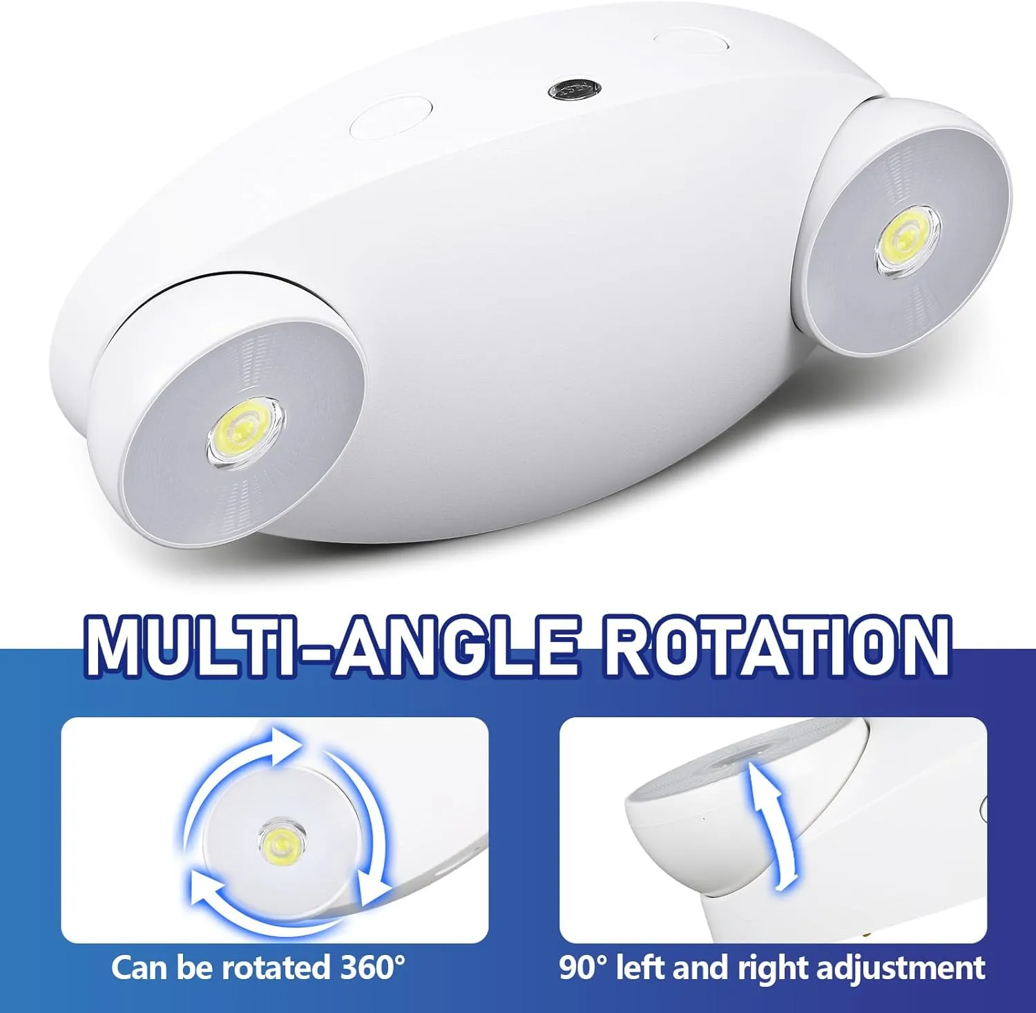 4 Pcs Emergency Lights for Business, with Battery Backup 2 Adjustable LED Head Ac 120/277v Commercial Emergency Lighting Fixture, Ul Certified, Fire Resistant for Home Outdoor Restaurant