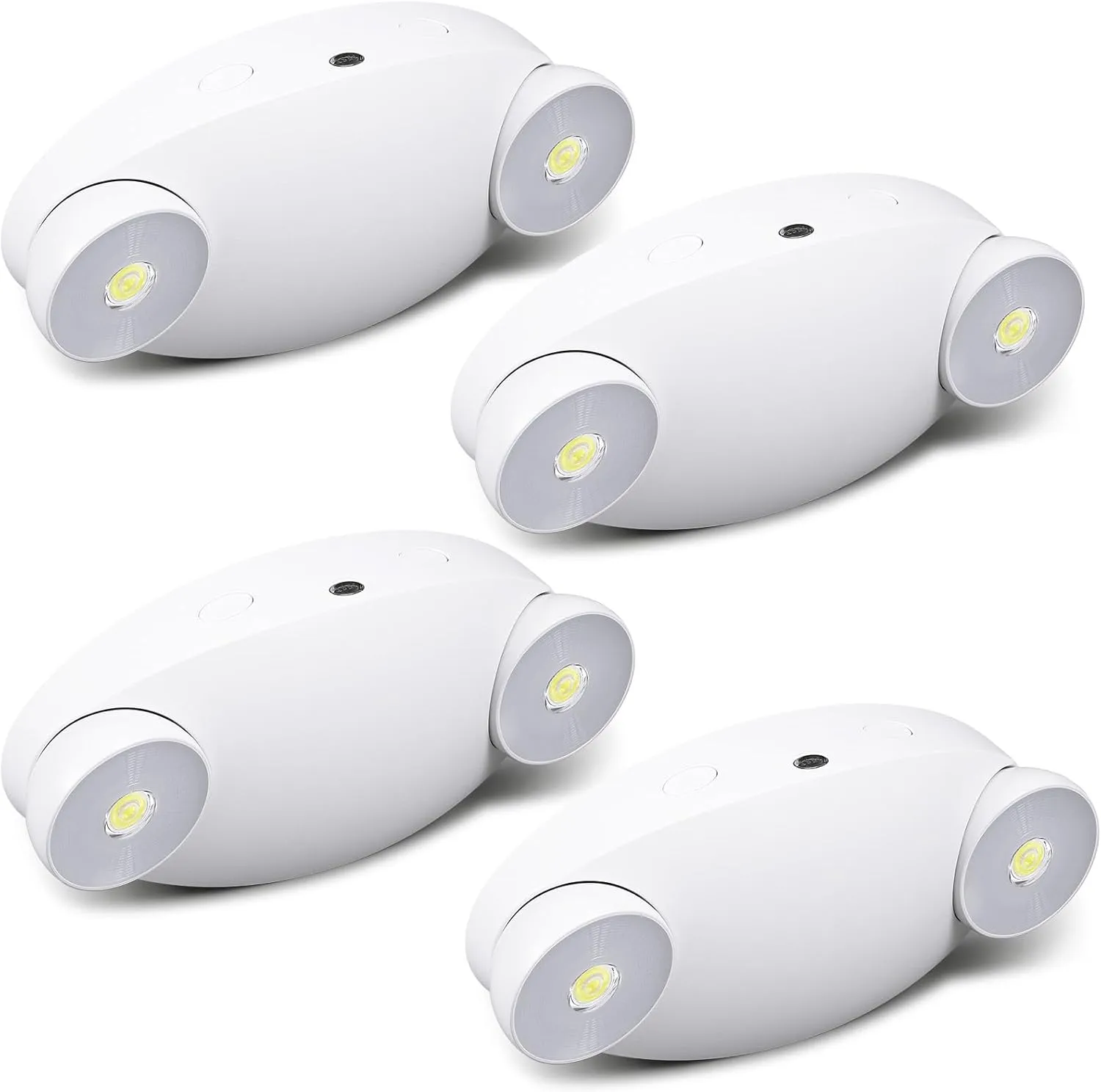 4 Pcs Emergency Lights for Business, with Battery Backup 2 Adjustable LED Head Ac 120/277v Commercial Emergency Lighting Fixture, Ul Certified, Fire Resistant for Home Outdoor Restaurant