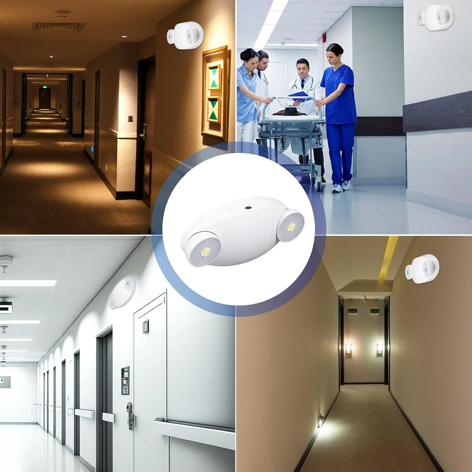 4 Pcs Emergency Lights for Business, with Battery Backup 2 Adjustable LED Head Ac 120/277v Commercial Emergency Lighting Fixture, Ul Certified, Fire Resistant for Home Outdoor Restaurant