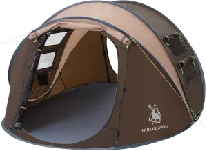 4 Person Easy Pop Up Tent,9.5’X6.6’X52'',Waterproof, Automatic Setup,2 Doors-Instant Family Tents for Camping, Hiking & Traveling