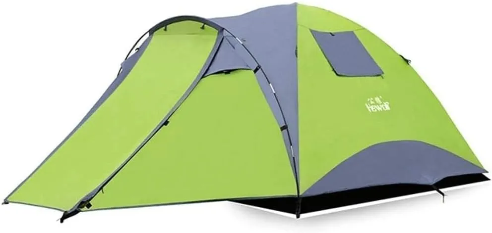4 Person Waterproof Camping Tent, Double Layer 3-Season Outdoor Hiking Tent with One Bedroom & One Living Room, UV Protection & Windproof for Family Camping (Green)
