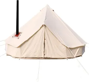 4 Season Waterproof Large Family Camping Cotton Canvas Bell Tent Beige Glamping Tent with Roof Stove Jack Hole and Electric Cable Hole (Diameter: 7M-22.97ft)