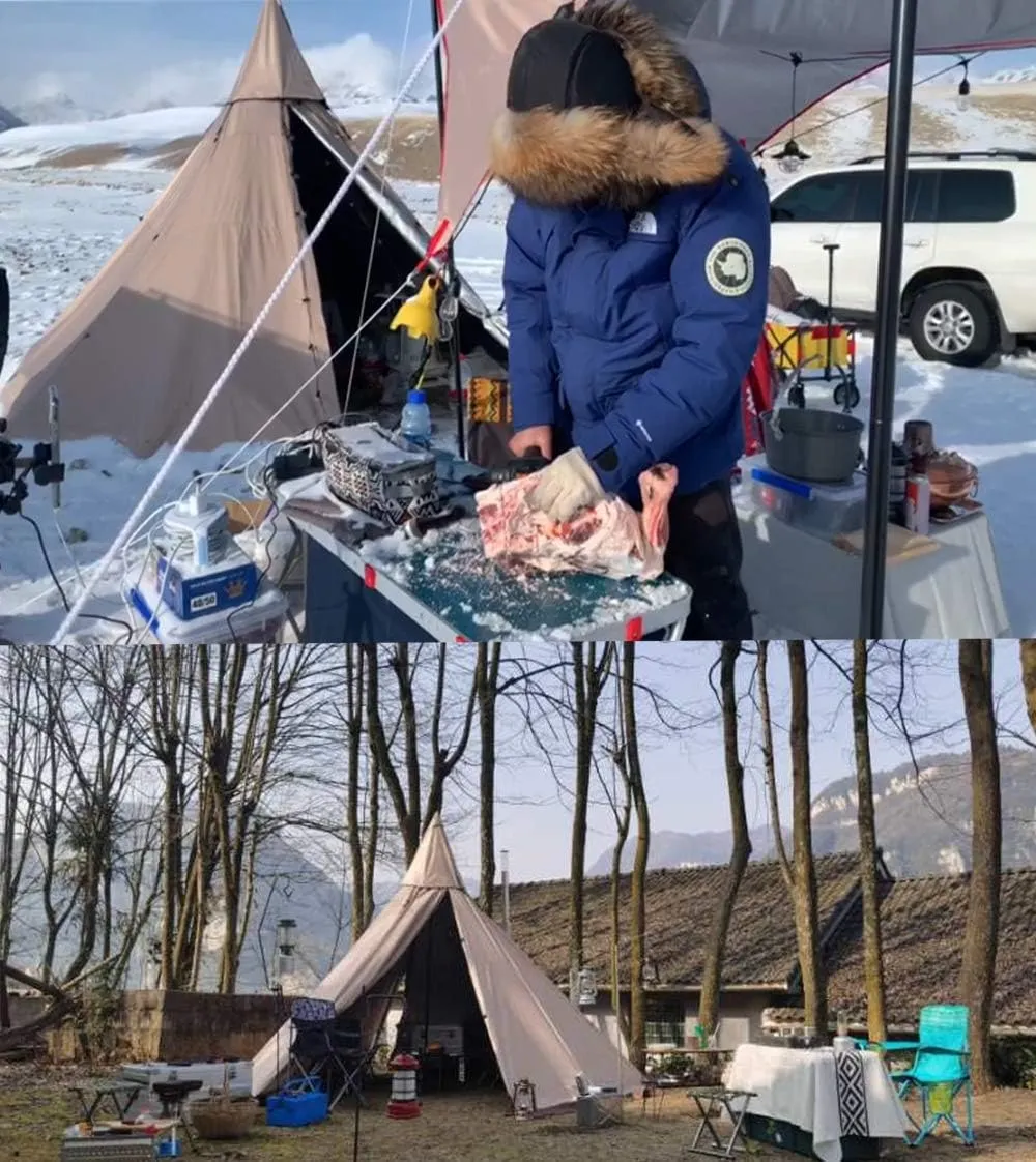 4 Season Waterproof Teepee Tent Pyramid Tent with Stove Hole Jack for Outdoor Camping Hiking, Height 7.8FT/240CM
