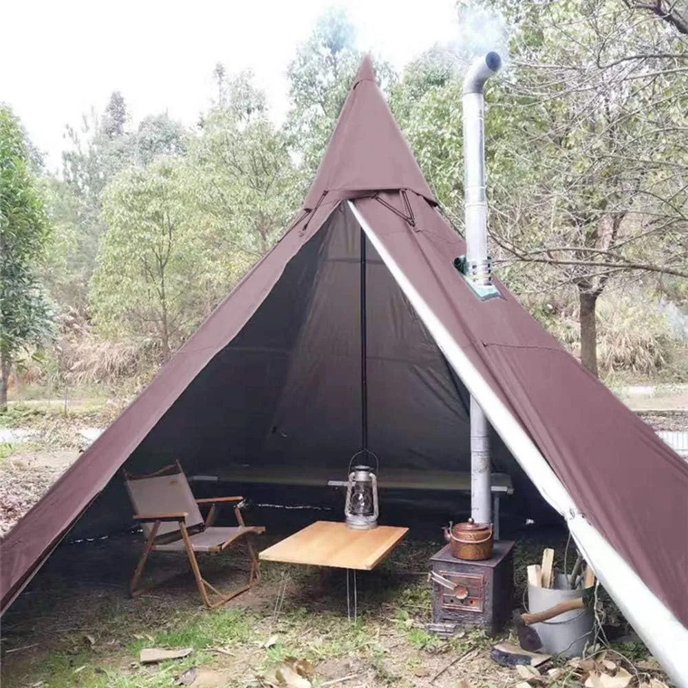 4 Season Waterproof Teepee Tent Pyramid Tent with Stove Hole Jack for Outdoor Camping Hiking, Height 7.8FT/240CM